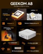 GEEKOM A8 Office Mini PCs mit AMD Ryzen 7 8745HS 16GB DDR5 1TB SSD – Bild 3